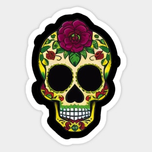 Celebrate Día de los Muertos with this colorful sugar skull art 4 Sticker